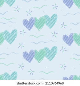 nahtlose, süße valentinische Tagesmuster, Hintergrund mit handgezeichnetem Herzen, Valentinkarte