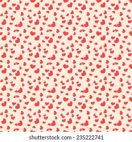 Seamless cute valentine`s pattern with red hearts. Vector illustration. Valentine background.