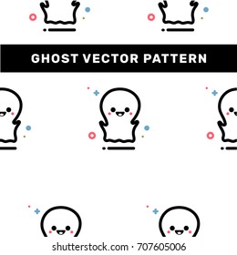 Seamless cute vector ghost pattern