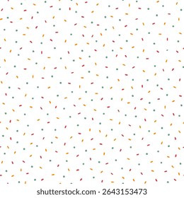Padrão de vetor bonito sem emenda com polvilhos pastel desenhados à mão em estilo de giz de cera. Natural texturizado olhar, padaria estética. Perfeito para embrulhar, embalagem, tecido, papelaria, fundos digitais