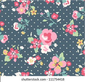 sin fisuras lindas estampado floral vintado sobre fondo azul