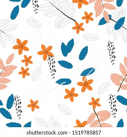 Seamless cute vintage floral pattern background vector illustration for design