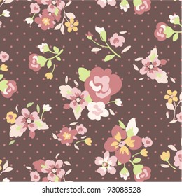 seamless cute vintage floral pattern background
