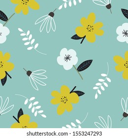 Seamless cute vintage flowers pattern background vector illustration for design