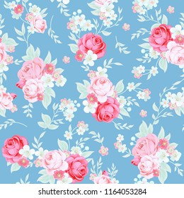 Seamless Cute Vintage Pattern In Shabby Chic Style