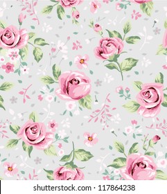 seamless cute vintage tiny flower pattern on grey background