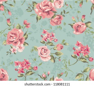 seamless cute vintage tiny flower with leaf  pattern background