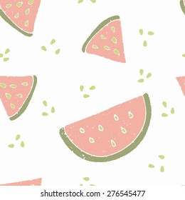 Seamless cute watermelon pattern. Vector illustration of summer.