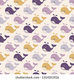 seamless cute whales cartoon baby print pattern 