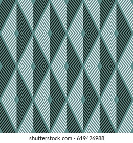 Seamless cyan black and white diamond optical pattern vector