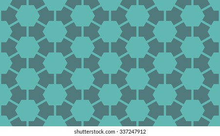 Seamless cyan connected hexagons honeycomb pattern vector