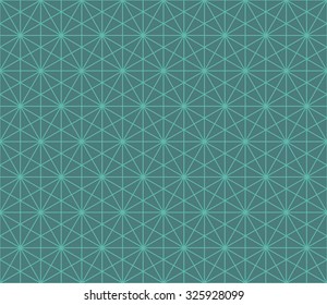 Seamless cyan connected triangles formed into hexagonal geometric grid pattern vector