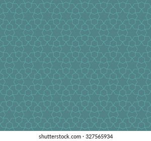 Seamless cyan hexagonal star arabic pattern vector