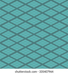 Seamless cyan isometric rhombus pattern vector