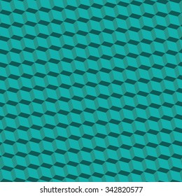 Seamless cyan isometric tilted flatted cube endless pattern vector