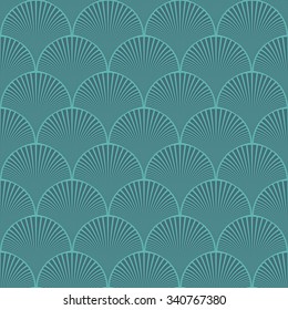 Seamless Cyan Japanese Art Deco Floral Stock Vector (Royalty Free ...
