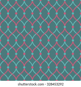 Seamless cyan and magenta overlaying rounded zigzag pattern vector