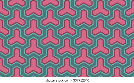 Seamless cyan and magenta trilateral blend op art pattern vector