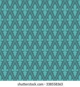 Seamless cyan medieval diamond pattern vector