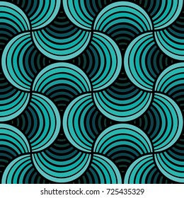 Seamless Cyan Petals Black Background Pattern