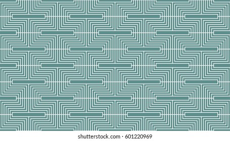 Seamless cyan and white art deco geo pattern vector