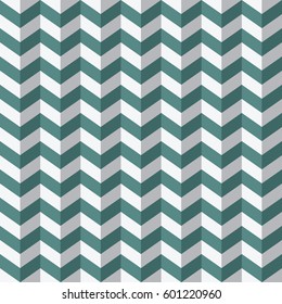 Seamless cyan and white chevron op art illusion zigzag pattern vector
