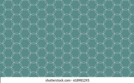 Seamless cyan and white circular pattern on a hexagonal grid vector
