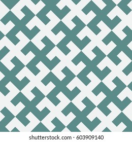 Seamless cyan and white ethnic revolving textile pattern vector