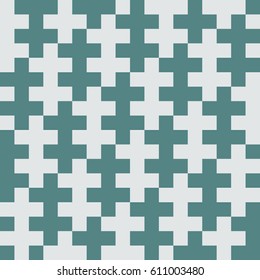 Seamless cyan and white op art vintage pixel textile pattern vector