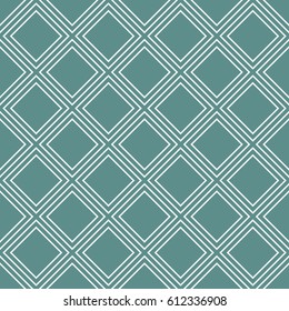 Seamless cyan and white simple diagonal square outline endless pattern vector