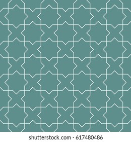 Seamless cyan and white vintage octagonal star and cross pattern vector