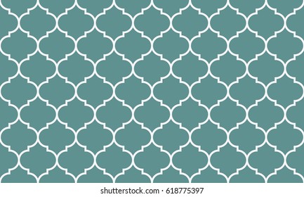 Seamless Cyan And White Wide Moroccan Pattern Vector