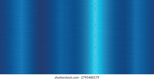 Seamless cyber Blue Brushed Metal texture. Vector Futuristic Navy Chrome background