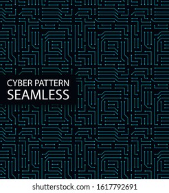 Seamless cyber pattern. Circuit board texture. Digital high tech style vector background
