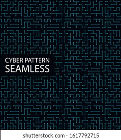 Seamless cyber pattern. Circuit board texture. Digital high tech style vector background