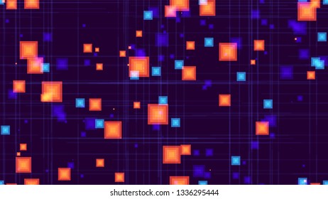 Seamless Cyber Space Technology Background. Abstract Modern Texture. Cover Pattern with Neon Shapes. Digital Cover Background.