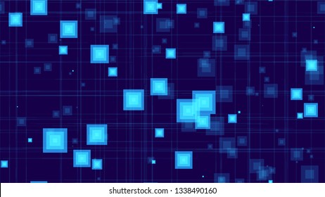 Seamless Cyber Space Technology Background. Abstract Modern Texture. Cover Pattern with Neon Shapes. Internet Communication Background.