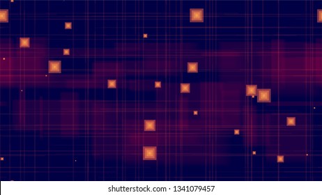 Seamless Cyber Space Technology Background. Abstract Modern Texture. Cover Pattern with Neon Shapes. Internet Communication Background.