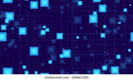 Seamless Cyber Space Technology Background. Abstract Modern Texture. Cover Pattern with Neon Shapes. Internet Communication Background.