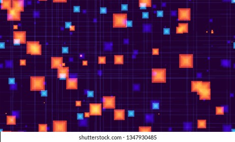 Seamless Cyber Space Technology Background. Abstract Modern Texture. Minimal Neon Poster Pattern. Background with Geometric Shapes.