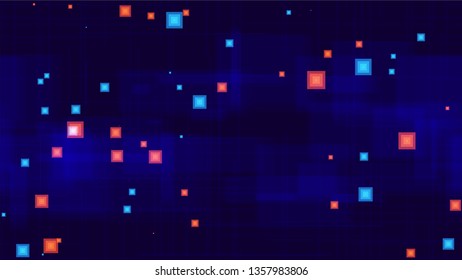 Seamless Cyber Space Technology Background. Abstract Modern Texture. Minimal Neon Poster Pattern. Digital Cover Background.