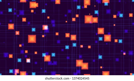 Seamless Cyber Space Technology Background. Abstract Modern Texture. Digital Future Technology Pattern. Background with Geometric Shapes.