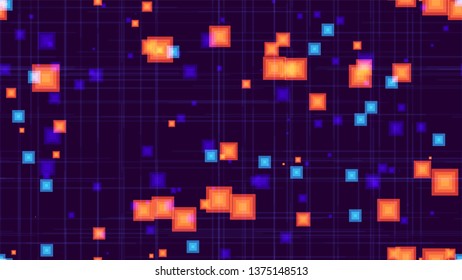 Seamless Cyber Space Technology Background. Abstract Modern Texture. Digital Tech Neon Pattern. Futuristic Led Background.