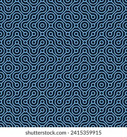 Seamless Cyber Technology Pattern. Circles and Lines Retro Vintage Backdrop. Tech Vector Background