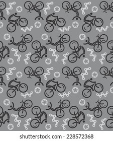 Seamless cycling pattern. Decorative gray  Seamless cycling pattern with cycling icons. Vector illustration. 