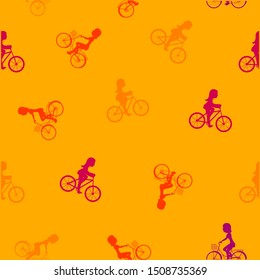 Seamless cyclist. Modern flowery palette. It can be used for backgrounds, prints, fabrics, textiles, clothing, tablecloths, packaging, banners, covers, sketchbooks, notebooks, and other things.