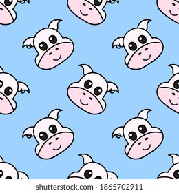 seamless dairy cow head background. repeat pattern background design
