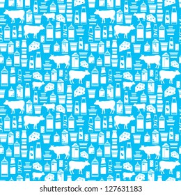 Seamless dairy products pattern. vector