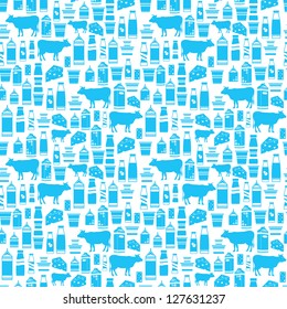 Seamless Dairy Products Pattern. Vector