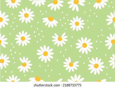 Seamless daisy and butterfly pattern repeating texture background design for fashion graphics, textile prints, fabrics, wallpapers.